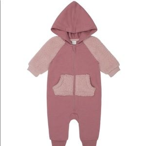 PL:Baby teddy bear faux fur hooded coverall, size 12 months . NWT